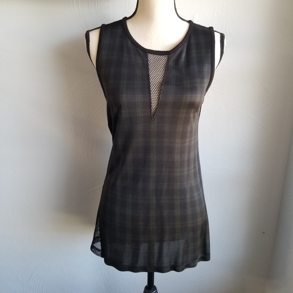 Torn By Ronny Kobo Plaid Mesh Tunic Sz XS